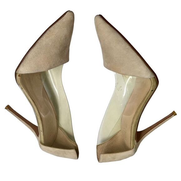 Raye Revolve Stiletto Heels Women’s Size 9 Neutral Suede PVC Pointed Toe - Picture 4 of 13